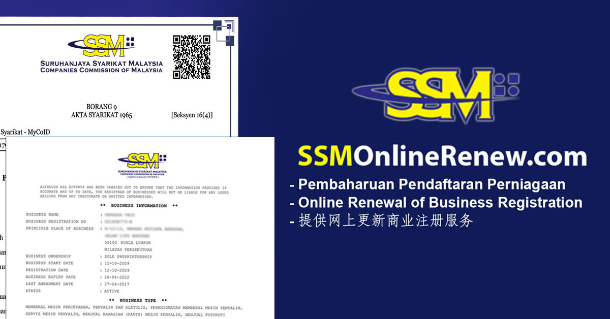 Ssm Online Renew Renew Ssm Business Registration Online